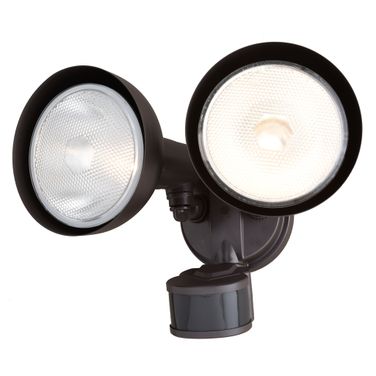 11.75 Inch 2 Light Outdoor Motion Sensor Security Flood Light 240 Degrees In Bronze