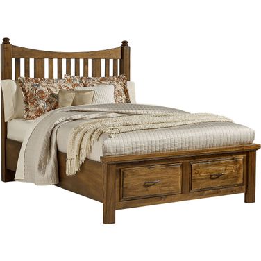 Maple Road Antique Amish King Poster Storage Bed
