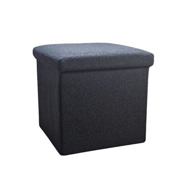 12 Inch Boucle Cube Storage Ottoman In Black