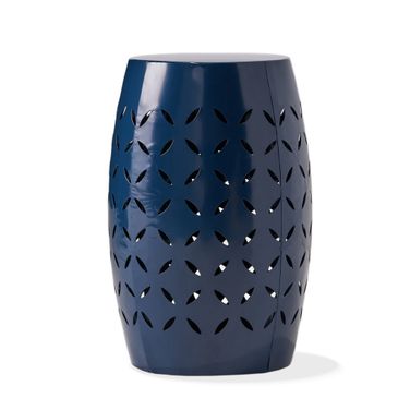 12 Inch Outdoor Lace-Cut Side Table In Navy Blue
