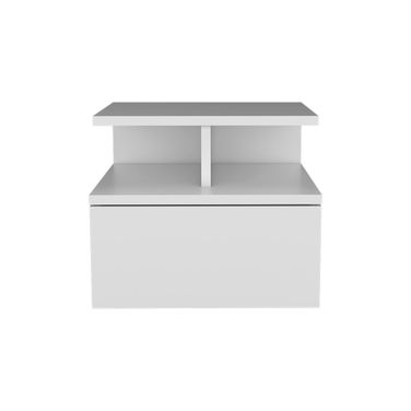 12 Inch Wood One Drawer Floating Nightstand In White