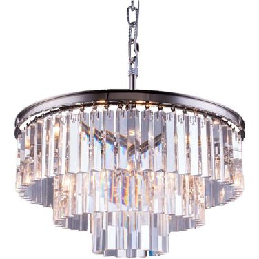 Sydney 26" Polished nickel 9 Light Chandelier With Clear Royal Cut Crystal Trim