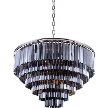 Sydney 44" Polished nickel 33 Light Chandelier With Silver Shade Royal Cut Crystal Trim