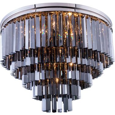 Sydney 32" Polished nickel 17 Light Flush Mount With Silver Shade Royal Cut Crystal Trim
