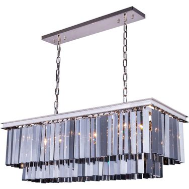 Sydney 40" Polished nickel 12 Light Chandelier With Silver Shade Royal Cut Crystal Trim