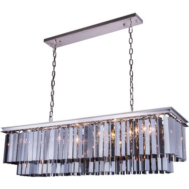 Sydney 50" Polished nickel 12 Light Chandelier With Silver Shade Royal Cut Crystal Trim