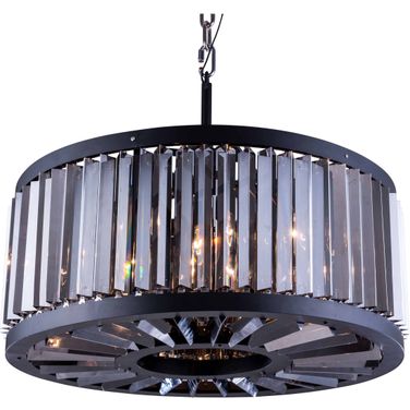 Chelsea 28" Matte Black 8 Light Chandelier With Silver Shade Royal Cut Crystal Trim
