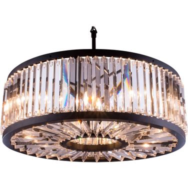 Chelsea 35.5" Matte Black 10 Light Chandelier With Clear Royal Cut Crystal Trim