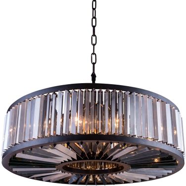 Chelsea 43.5" Matte Black 10 Light Chandelier With Silver Shade Royal Cut Crystal Trim
