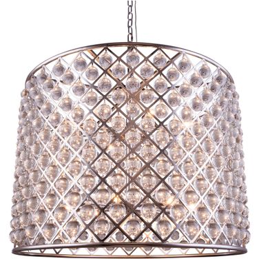 Madison 35.5" Polished nickel 12 Light Chandelier Royal Cut Crystal Trim