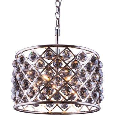 Madison 20" Polished nickel 6 Light Pendant With Silver Shade Royal Cut Crystal Trim