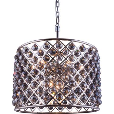 Madison 27.5" Polished nickel 8 Light Chandelier With Silver Shade Royal Cut Crystal Trim