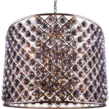 Madison 35.5" Polished nickel 12 Light Chandelier With Silver Shade Royal Cut Crystal Trim