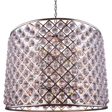 Madison 35.5" Polished nickel 12 Light Chandelier With Clear Royal Cut Crystal Trim