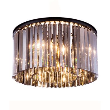 Sydney 26" Matte Black 8 Light Flush Mount With Silver Shade Royal Cut Crystal Trim
