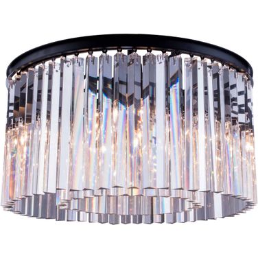 Sydney 26" Matte Black 8 Light Flush Mount With Clear Royal Cut Crystal Trim