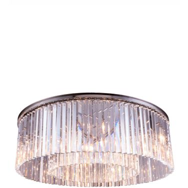 Sydney 43.5" Polished nickel 10 Light Flush Mount With Clear Royal Cut Crystal Trim