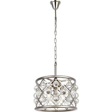 Madison 12" Polished Nickel 3 Light Pendant Royal Cut Crystal Trim