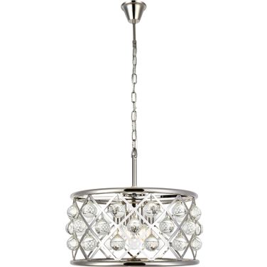 Madison 16" Polished Nickel 4 Light Pendant Royal Cut Crystal Trim