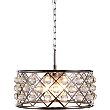 Madison 20" Polished Nickel 5 Light Pendant Royal Cut Crystal Trim