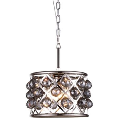 Madison 12" Polished Nickel 3 Light Pendant With Silver Shade Royal Cut Crystal Trim