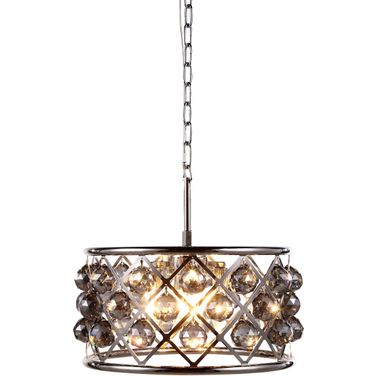 Madison 16" Polished Nickel 4 Light Pendant With Silver Shade Royal Cut Crystal Trim