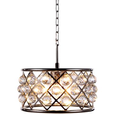 Madison 16" Polished Nickel 4 Light Pendant With Clear Royal Cut Crystal Trim