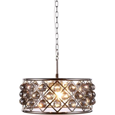 Madison 20" Polished Nickel 5 Light Chandelier With Silver Shade Royal Cut Crystal Trim