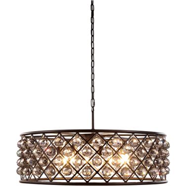 Madison 32" Matte Black 8 Light Chandelier With Silver Shade Royal Cut Crystal Trim