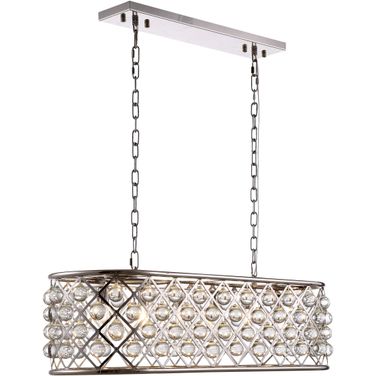 Madison 13" Polished Nickel 6 Light Chandelier Royal Cut Crystal Trim