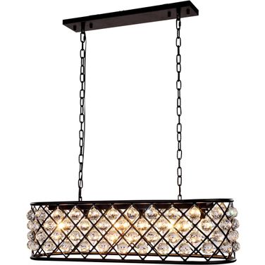 Madison 13" Matte Black 6 Light Chandelier With Clear Royal Cut Crystal Trim
