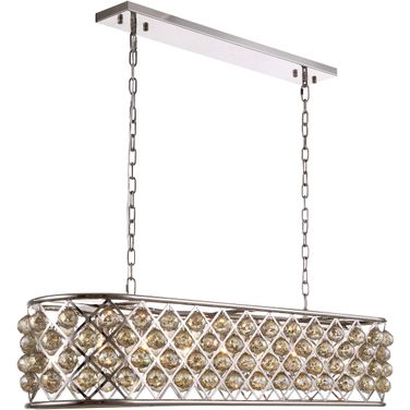 Madison 13" Polished Nickel 7 Light Chandelier With Golden Teak Royal Cut Crystal Trim