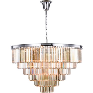 Sydney 44" Polished nickel 33 Light Chandelier With Golden Royal Cut Crystal Trim
