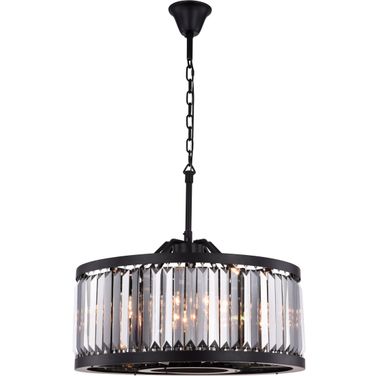 Chelsea 28" Matte Black 8 Light Chandelier With Silver Royal Cut Crystal Trim