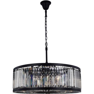 Chelsea 35.5" Matte Black 10 Light Chandelier With Silver Royal Cut Crystal Trim