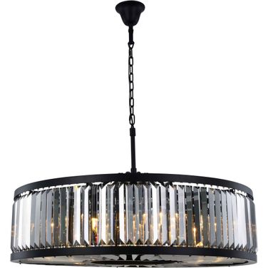 Chelsea 43.5" Matte Black 10 Light Chandelier With Silver Royal Cut Crystal Trim
