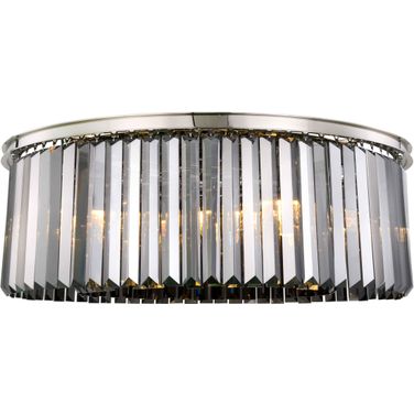 Sydney 43.5" Polished nickel 10 Light Flush Mount With Silver Royal Cut Crystal Trim