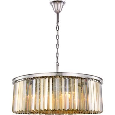 Sydney 43.5" Polished nickel 10 Light Chandelier With Golden Royal Cut Crystal Trim