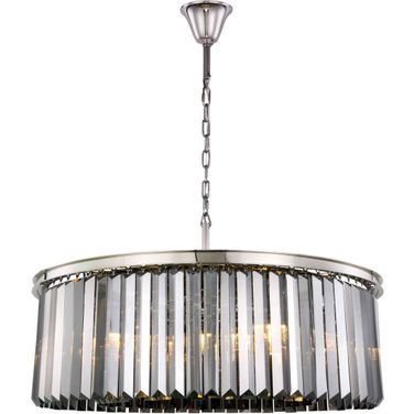 Sydney 43.5" Polished nickel 10 Light Chandelier With Silver Royal Cut Crystal Trim