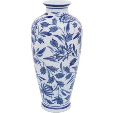 13 Inch Chinoiserie Vase In Blue And White