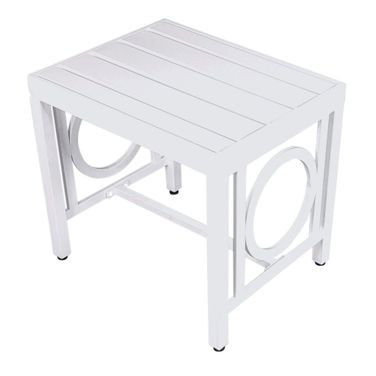16 Inch Aluminum Outdoor Side Table In White