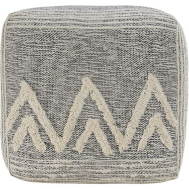 16 Inch Fabric Pouf Ottoman In Gray