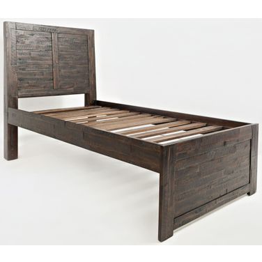 Jackson Lodge Twin Panel Bed In Distressed Dark Brown