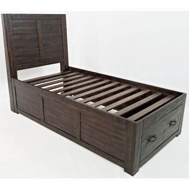 Jackson Lodge Twin Storage Bed In Distressed Dark Brown