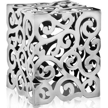 17 Inch Aluminum Square End Table In Silver