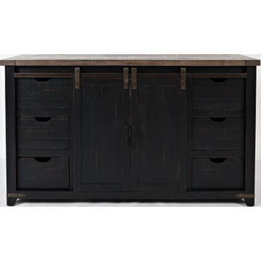 Madison County 60 Inch Barn Door Server In Vintage Black