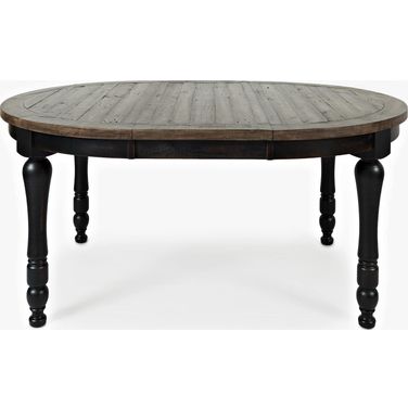 Madison County Round To Oval 66 Inch Dining Table In Vintage Black