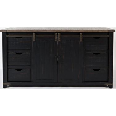 Madison County 70 Inch Barn Door Server In Vintage Black
