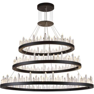 Malta 42" Satin Dark Grey 128 Light Chandelier Royal Cut Crystal Trim
