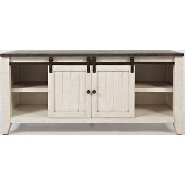 Madison County 60 Inch Barn Door Console In Vintage White